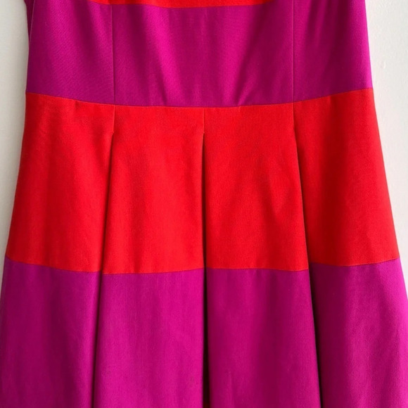 Banana Republic Red and Pink Combo Striped Pleated Dress, Size 8 - Picture 5 of 16